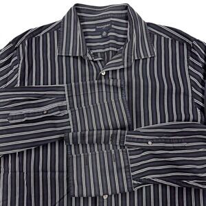 Men's XXL Banana Republic Navy Pin Striped Long Sleeve Button Shirt 18"